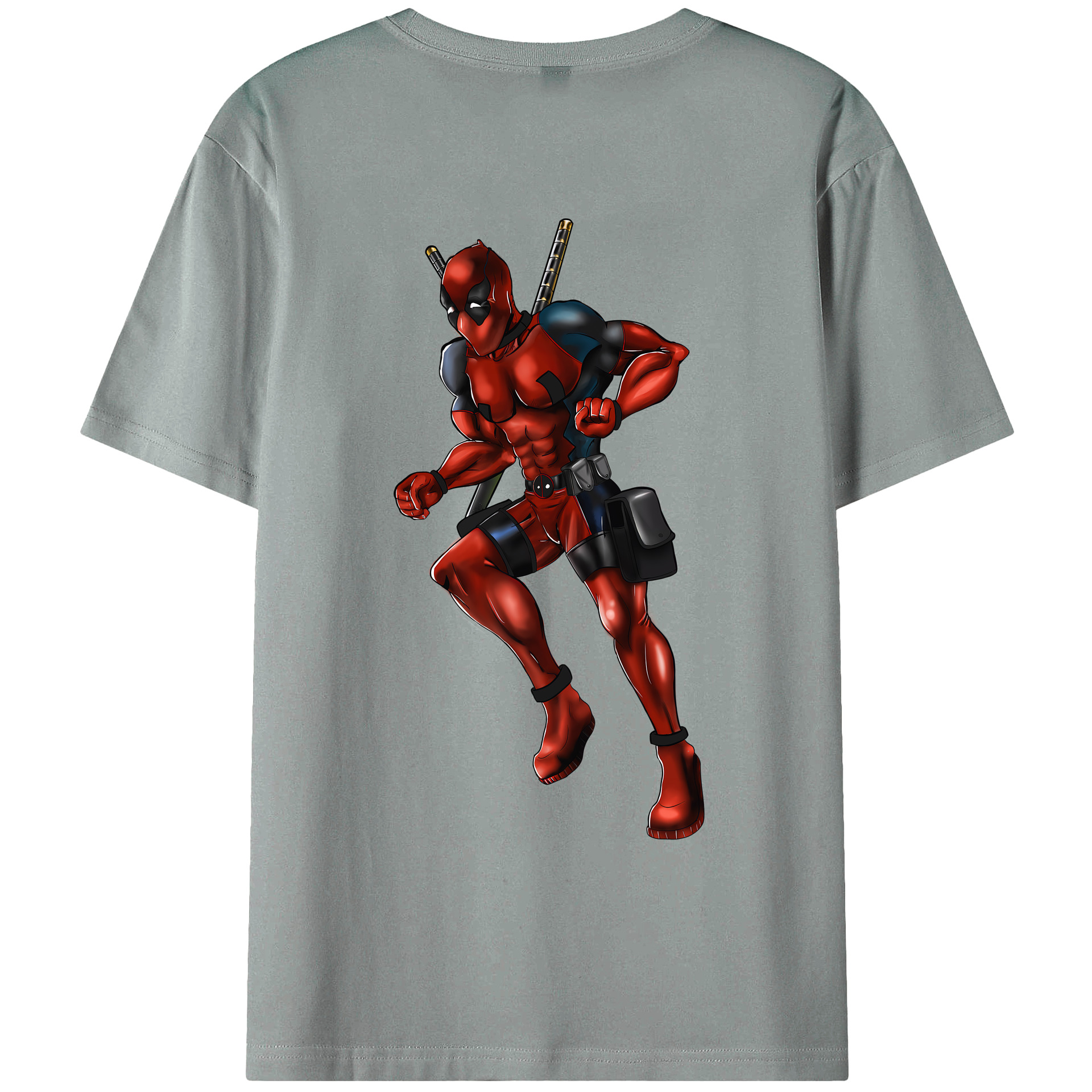 （画像用） Deadpool デッドプール 綿100％ メンズ半袖Tシャツ（バックプリント） 通気性